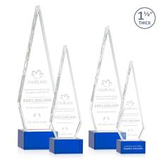Cullen on Plated Base Blue Crystal Trophy - Crystal Trophies