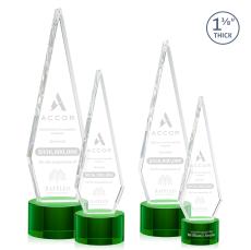 Cullen on Round Base Green Crystal Trophy - Crystal Trophies