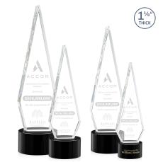 Cullen on Round Base Black Crystal Trophy - Crystal Trophies