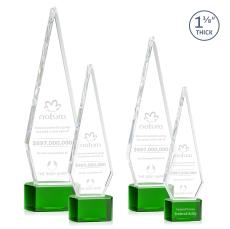 Cullen on Half Round Base Green Crystal Trophy - Crystal Trophies