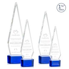 Cullen on Half Round Base Blue Crystal Trophy - Crystal Trophies