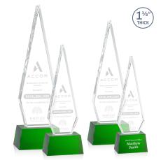 Cullen on Small Base Green Crystal Trophy - Crystal Trophies