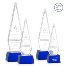 Cullen on Small Base Blue Crystal Trophy - Crystal Trophies