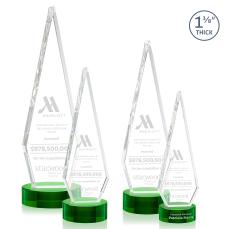 Cullen on Lockwood Base Green Crystal Trophy - Crystal Trophies