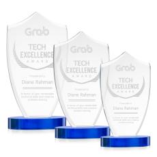 Skylark Shield Blue Unique Crystal Trophy - Crystal Trophies