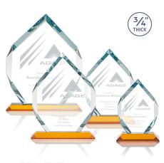 Diamond Diamond Amber Polygon Crystal Trophy - Crystal Trophies