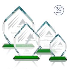 Diamond Diamond Green Polygon Crystal Trophy - Crystal Trophies