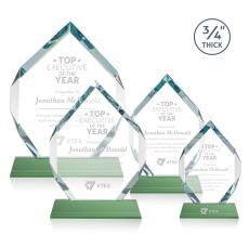 Diamond Diamond on Helton Green Polygon Crystal Trophy - Crystal Trophies