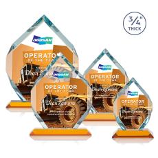 Diamond Diamond Full Color Amber Polygon Crystal Trophy - Crystal Trophies
