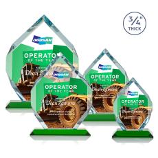 Diamond Diamond Full Color Green Polygon Crystal Trophy - Crystal Trophies