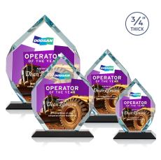 Diamond Diamond Full Color Black Polygon Crystal Trophy - Crystal Trophies