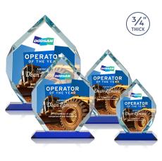 Diamond Diamond Full Color Blue Polygon Crystal Trophy - Crystal Trophies