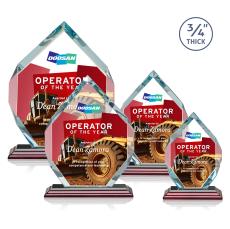 Diamond Diamond Full Color Rosewood Polygon Crystal Trophy - Crystal Trophies