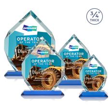 Diamond Diamond Full Color Sky Blue Polygon Crystal Trophy - Crystal Trophies