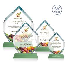 Diamond Diamond Full Color on Helton Green Polygon Crystal Trophy - Crystal Trophies