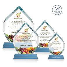 Diamond Diamond Full Color on Helton Sky Blue Polygon Crystal Trophy - Crystal Trophies