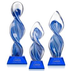 Bonavista on Cahill Base Blue Unique Glass Trophy - Employee Awards