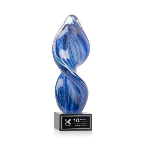 Awards and Plaques - Glass Trophies - Bonavista on Plated Crystal Base Black Unique Glass Trophy