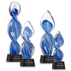 Bonavista on Small Crystal Base Black Unique Glass Trophy - Employee Awards