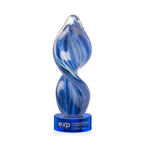 Awards and Plaques - Glass Trophies - Bonavista on Lockwood Base Blue Unique Glass Trophy