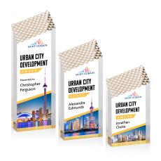 Paluzzi Full Color Gold Peaks Acrylic Trophy - Employee Awards