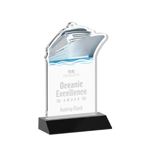 Awards and Plaques - Crystal Trophies - Voyager Black Unique Crystal Trophy