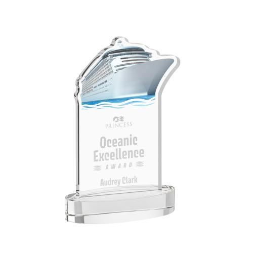 Awards and Plaques - Crystal Trophies - Voyager on Alberton Base Clear Unique Crystal Trophy