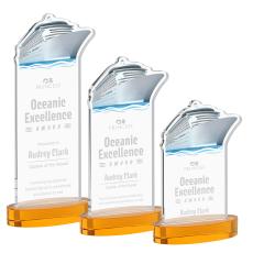 Voyager on Alberton Base Amber Unique Crystal Trophy - Crystal Trophies