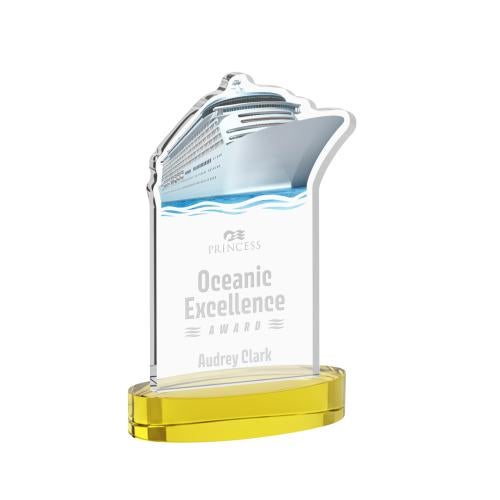 Awards and Plaques - Crystal Trophies - Voyager on Alberton Base Gold Unique Crystal Trophy