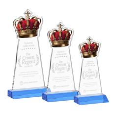 Crown Sky Blue Unique Crystal Trophy - Crystal Trophies