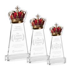 Crown on Alberton Base Clear Unique Crystal Trophy - Crystal Trophies