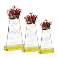 Crown on Alberton Base Gold Unique Crystal Trophy - Crystal Trophies