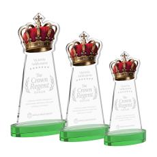 Crown on Alberton Base Green Unique Crystal Trophy - Crystal Trophies