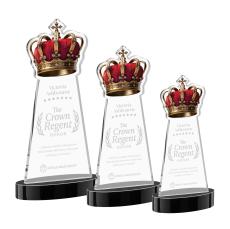 Crown on Alberton Base Black Unique Crystal Trophy - Crystal Trophies