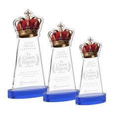 Crown on Alberton Base Blue Unique Crystal Trophy - Crystal Trophies