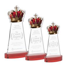 Crown on Alberton Base Red Unique Crystal Trophy - Crystal Trophies