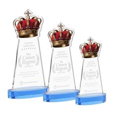 Crown on Alberton Base Sky Blue Unique Crystal Trophy - Crystal Trophies