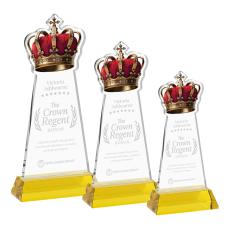 Crown on Hartford Base Gold Unique Crystal Trophy - Crystal Trophies
