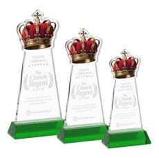 Crown on Hartford Base Green Unique Crystal Trophy - Crystal Trophies