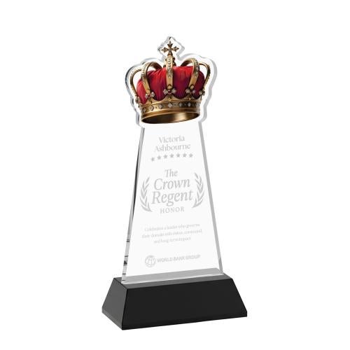 Awards and Plaques - Crystal Trophies - Crown on Hartford Base Black Unique Crystal Trophy