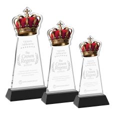 Crown on Hartford Base Black Unique Crystal Trophy - Crystal Trophies