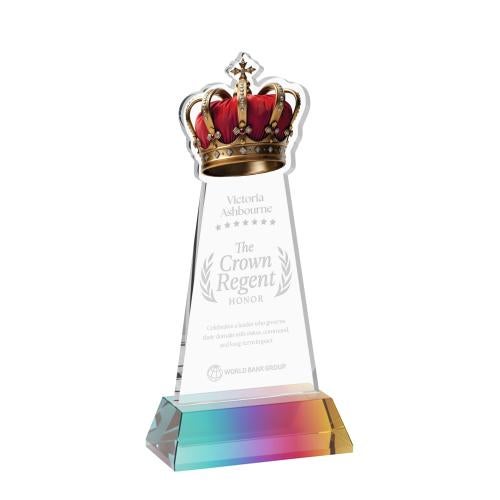 Awards and Plaques - Crystal Trophies - Crown on Hartford Base Prismatic Unique Crystal Trophy