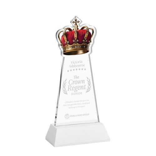 Awards and Plaques - Crystal Trophies - Crown on Hartford Base Fagan Unique Crystal Trophy