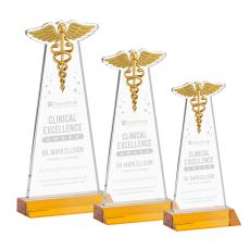 Caduceus Amber Unique Crystal Trophy - Crystal Trophies