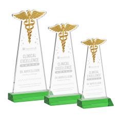 Caduceus Green Unique Crystal Trophy - Crystal Trophies