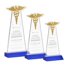 Caduceus Blue Unique Crystal Trophy - Crystal Trophies