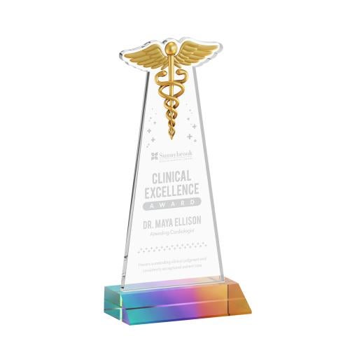 Awards and Plaques - Crystal Trophies - Caduceus Prismatic Unique Crystal Trophy