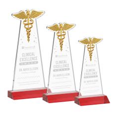 Caduceus Red Unique Crystal Trophy - Crystal Trophies