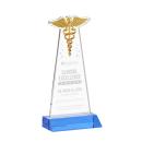 Caduceus Sky Blue Unique Crystal Trophy