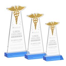 Caduceus Sky Blue Unique Crystal Trophy - Crystal Trophies